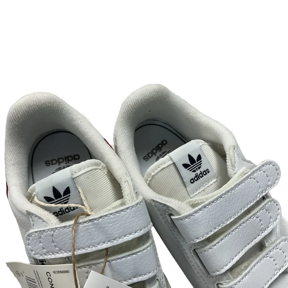 NWT Adidas Kids Continental 80 Sneakers US 12K White Retro Velcro Ortholite - Picture 7 of 9